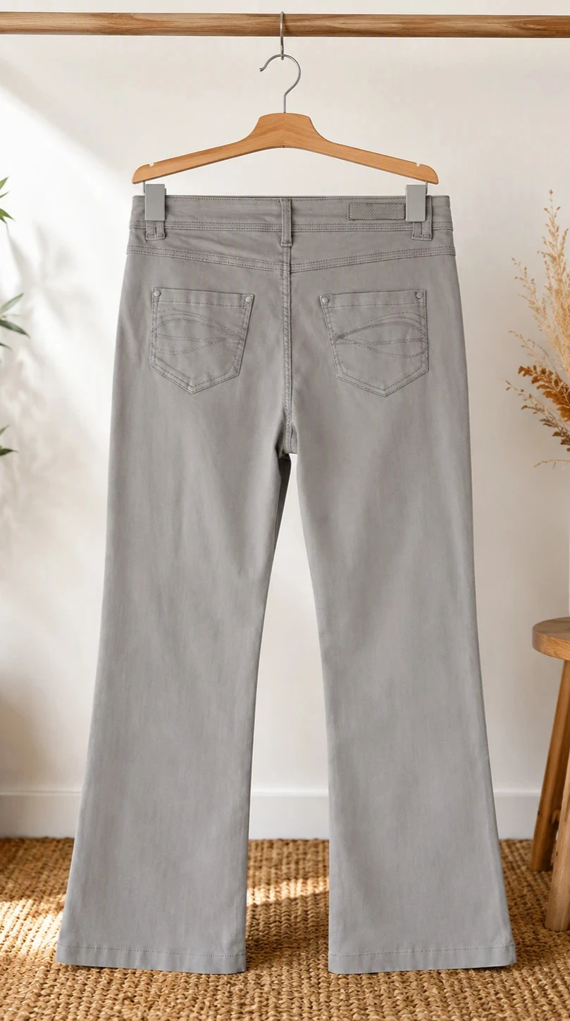 Pantalon droit gris stretch Patrice Bréal T40 – Confortable – photo 2